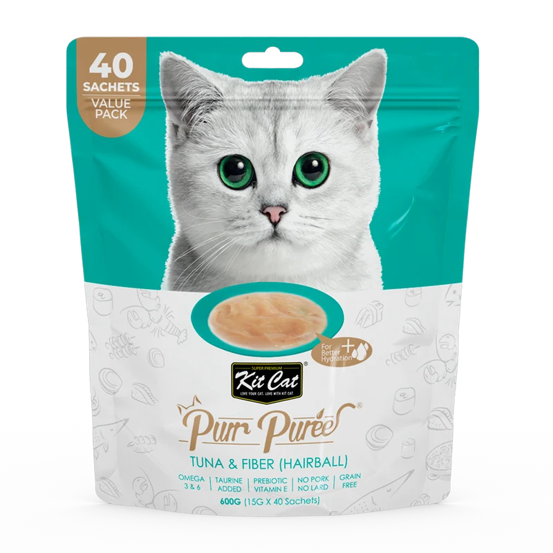 PurrPuree Value Pack - Atún y Fibra Hairball Control (40 sobres x 15g)