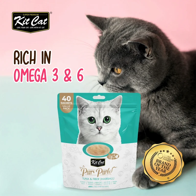 PurrPuree Value Pack - Atún y Fibra Hairball Control (40 sobres x 15g)