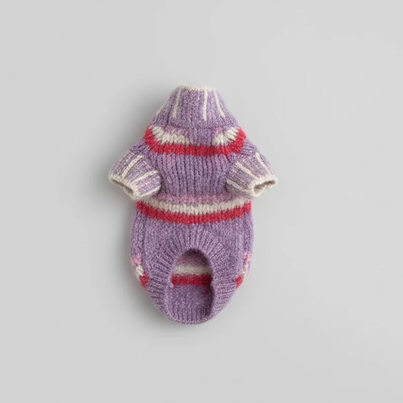 Pull Rayé En Laine Col Haut Pour Chat
