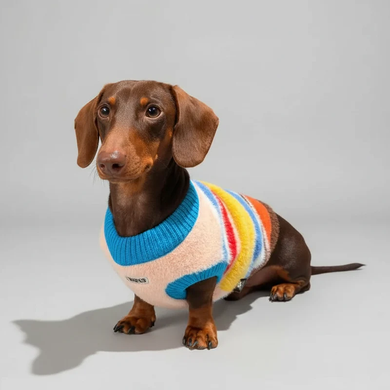 Pull Rayures Arc En Ciel Pour Teckel