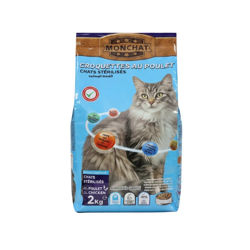 Monchat Croquettes au Poulet pour Chats Stérilisés 2kg