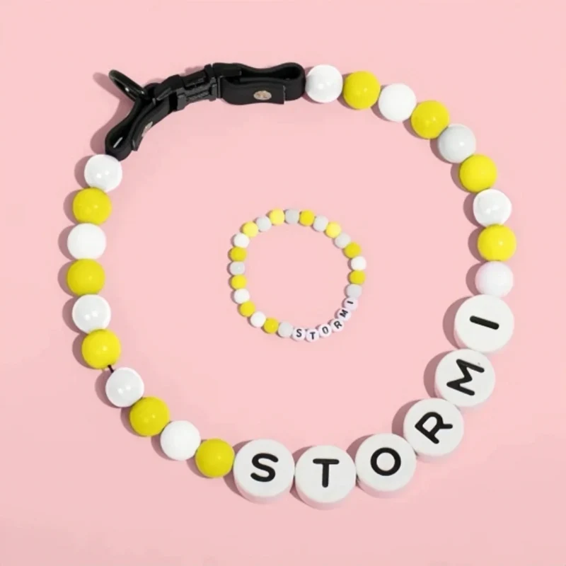 Ensemble Collier En Perles Personnalisé Pour Chien Et Bracelet Assorti Pour Vous