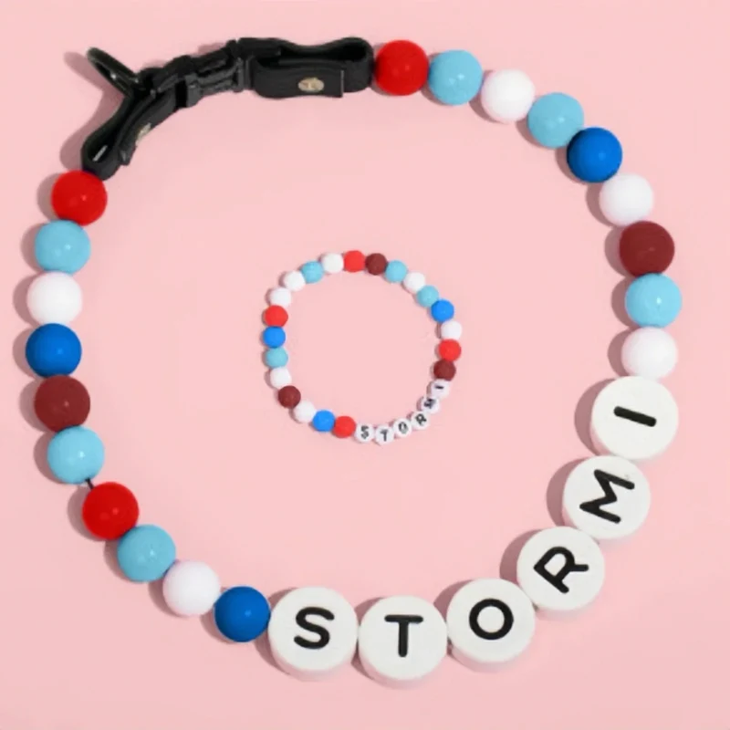Ensemble Collier En Perles Personnalisé Pour Chien Et Bracelet Assorti Pour Vous