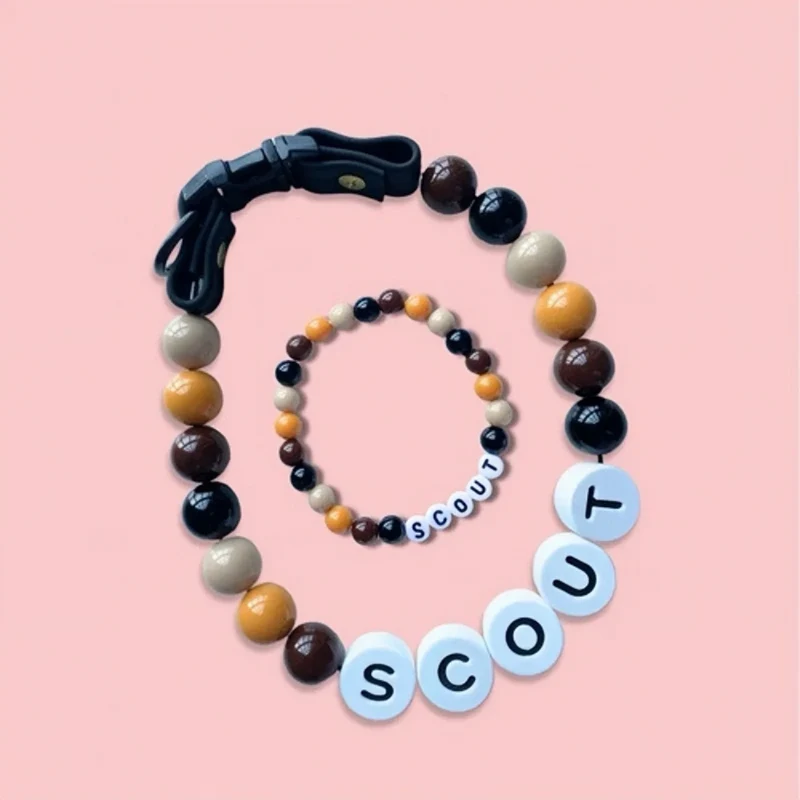 Ensemble Collier En Perles Personnalisé Pour Chien Et Bracelet Assorti Pour Vous