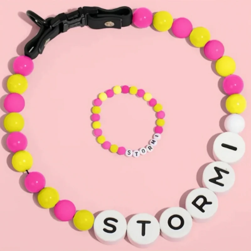 Ensemble Collier En Perles Personnalisé Pour Chien Et Bracelet Assorti Pour Vous
