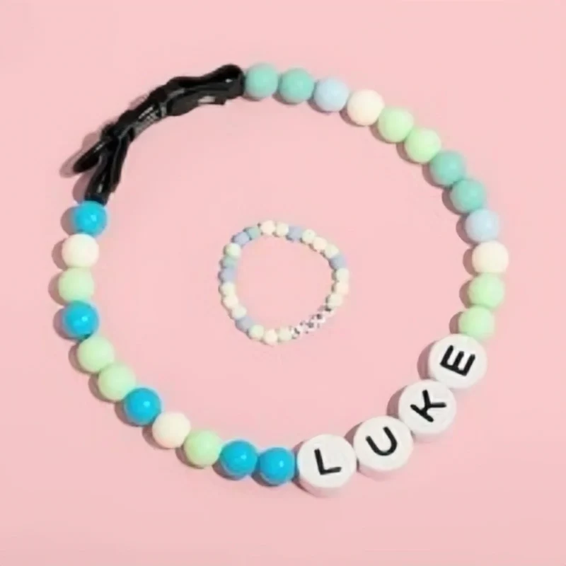 Ensemble Collier En Perles Personnalisé Pour Chien Et Bracelet Assorti Pour Vous