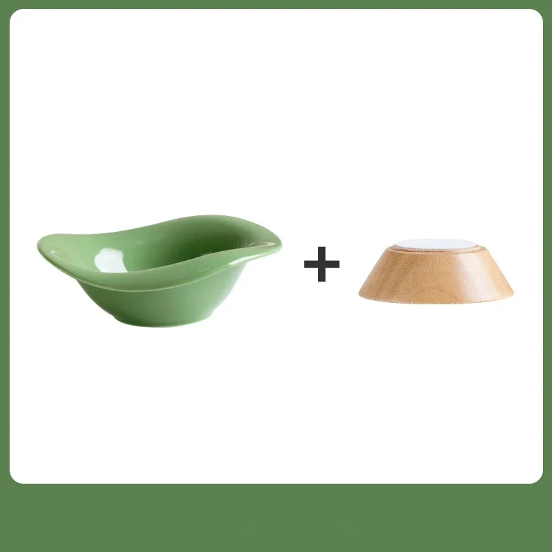 Gamelle Surélevée Inclinée Sur Support En Bois Pour Chat