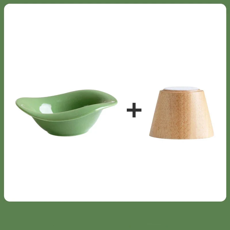 Gamelle Surélevée Inclinée Sur Support En Bois Pour Chat