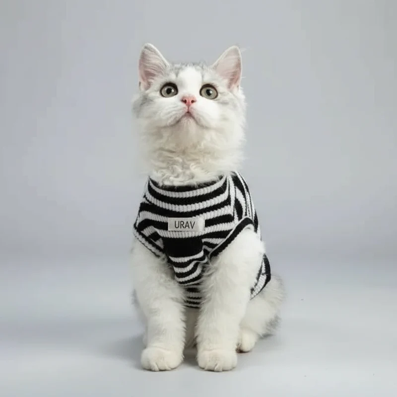 T-shirt Léger En Coton Rayé Pour Chat