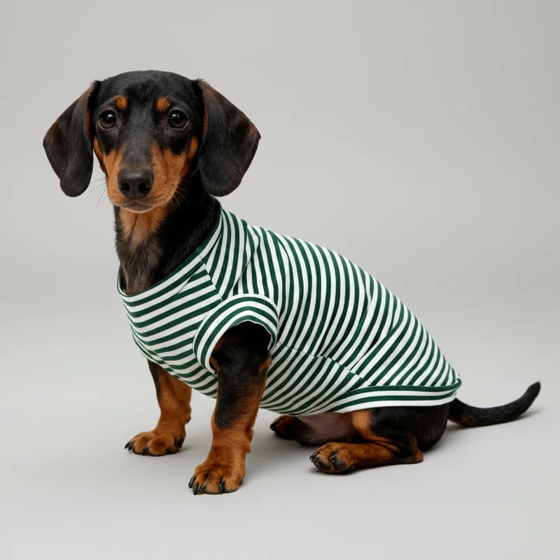 T-Shirt Rayé En Coton Manches Courtes Pour Teckel