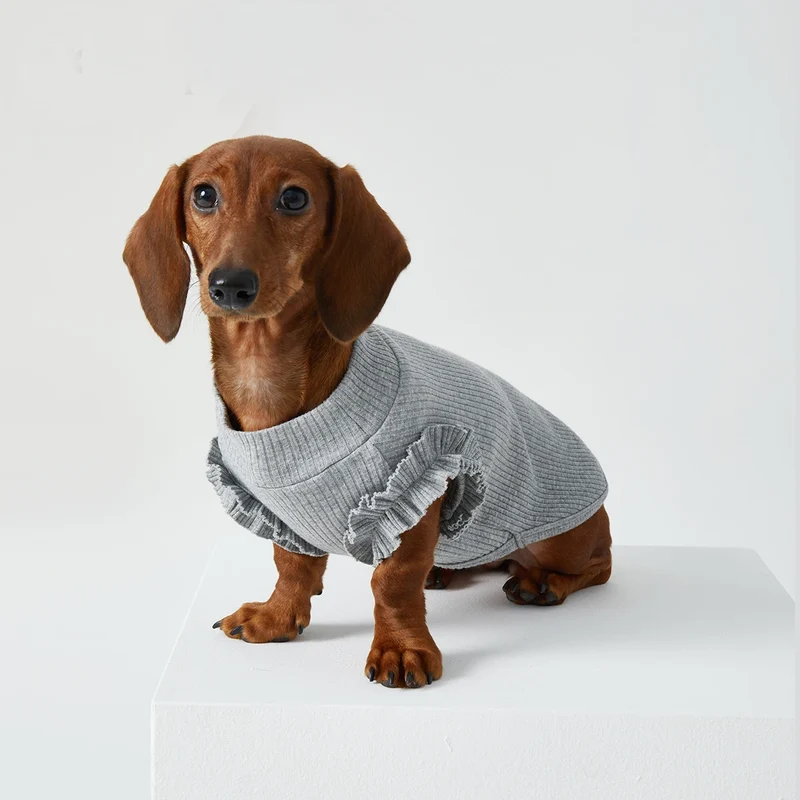 T-shirt Manches Avec Volants Pour Teckel