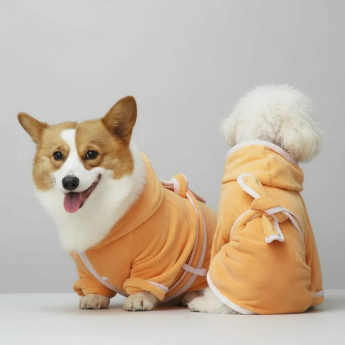 Peignoir Absorbant Avec Ceinture Pour Chien