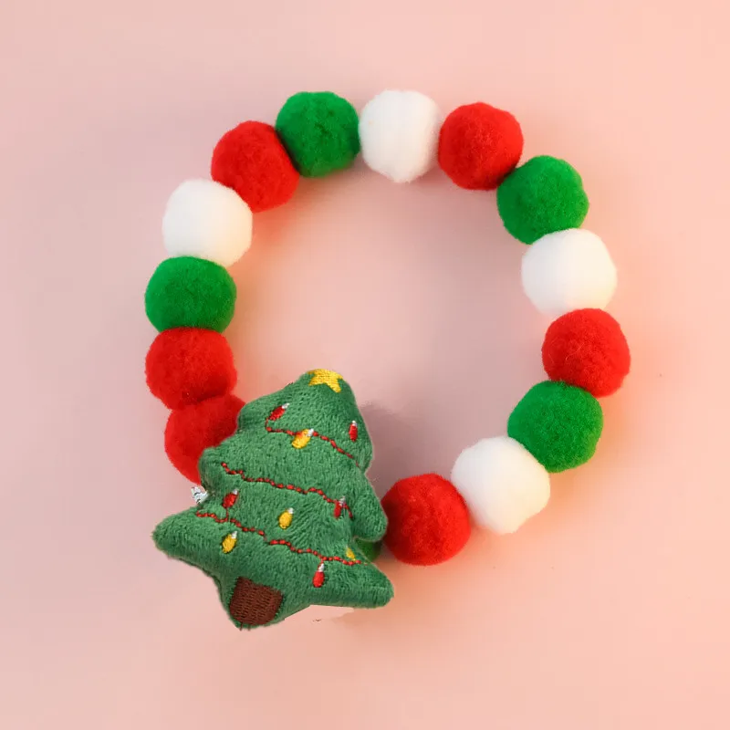 Collier De Noël En Boule De Peluche Pour Chat Et Chien