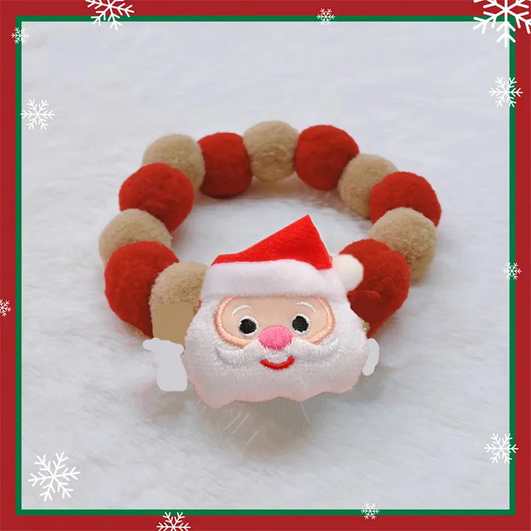 Collier De Noël En Boule De Peluche Pour Chat Et Chien