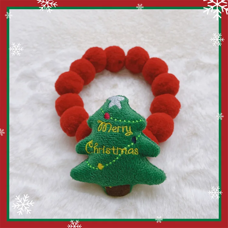 Collier De Noël En Boule De Peluche Pour Chat Et Chien