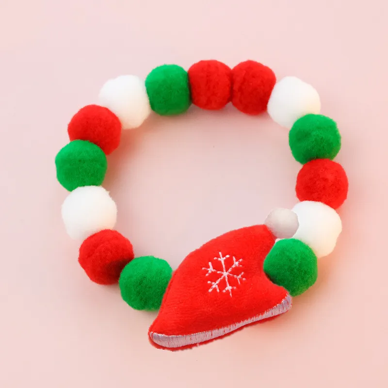 Collier De Noël En Boule De Peluche Pour Chat Et Chien