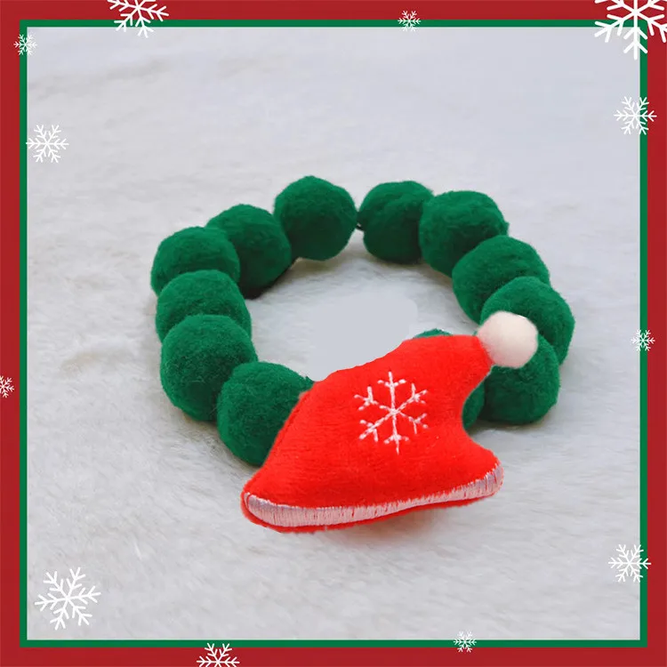 Collier De Noël En Boule De Peluche Pour Chat Et Chien