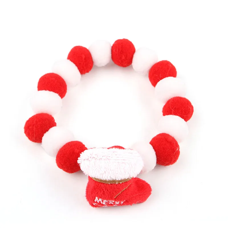 Collier De Noël En Boule De Peluche Pour Chat Et Chien