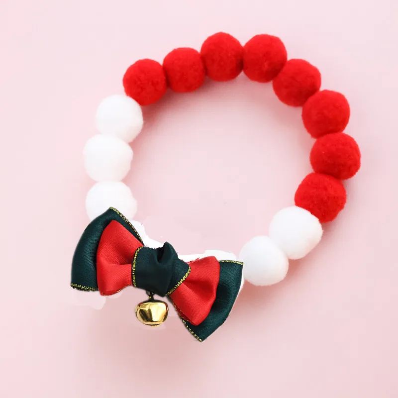 Collier De Noël En Boule De Peluche Pour Chat Et Chien