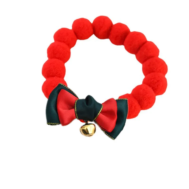 Collier De Noël En Boule De Peluche Pour Chat Et Chien