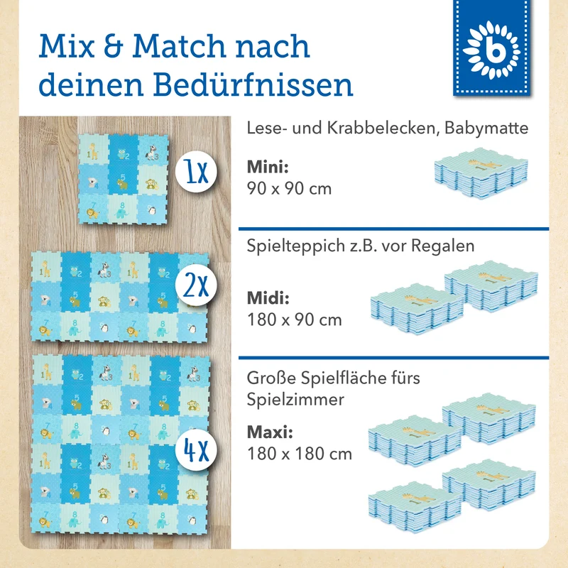 Puzzlematte Tiere blau 18 Teile