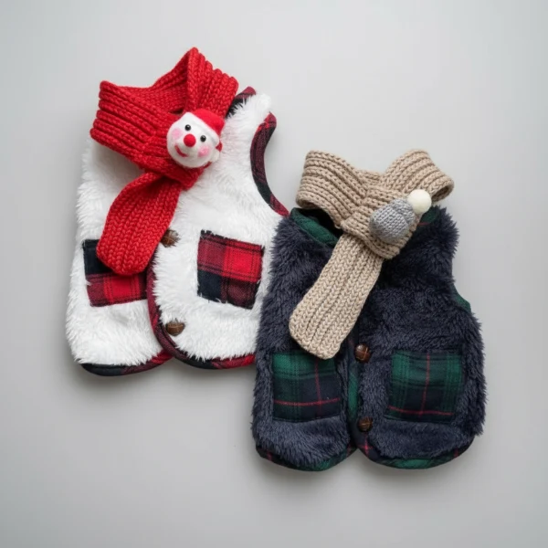 Manteau Polaire Sans Manche De Noël Pour Chien