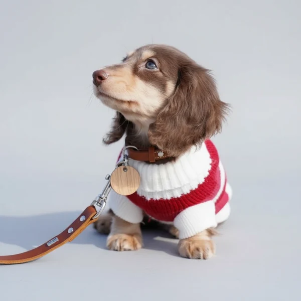 Pull Rouge Confortable De Noël Pour Teckel