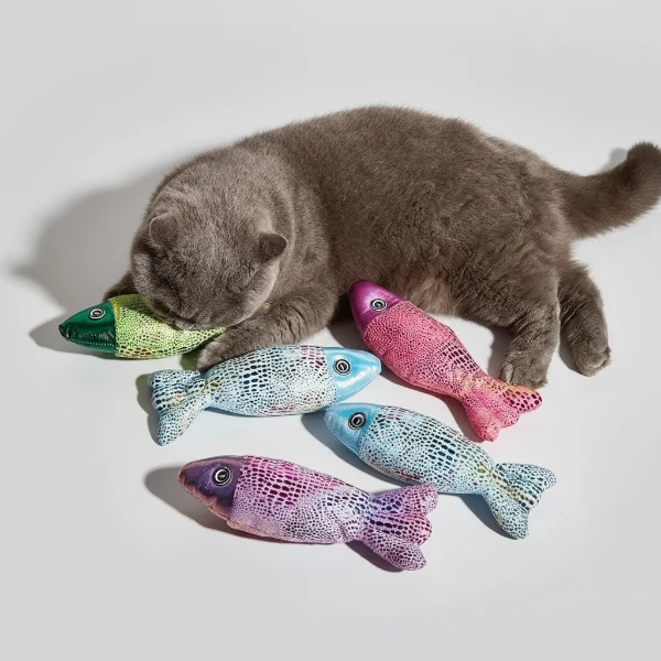 Jouet Poisson Coloré Pour Chat Avec Clochette Sonore