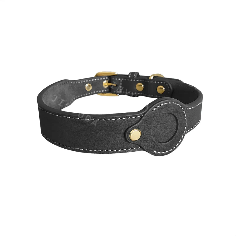Collier Pour Chien AirTag En Cuir Véritable