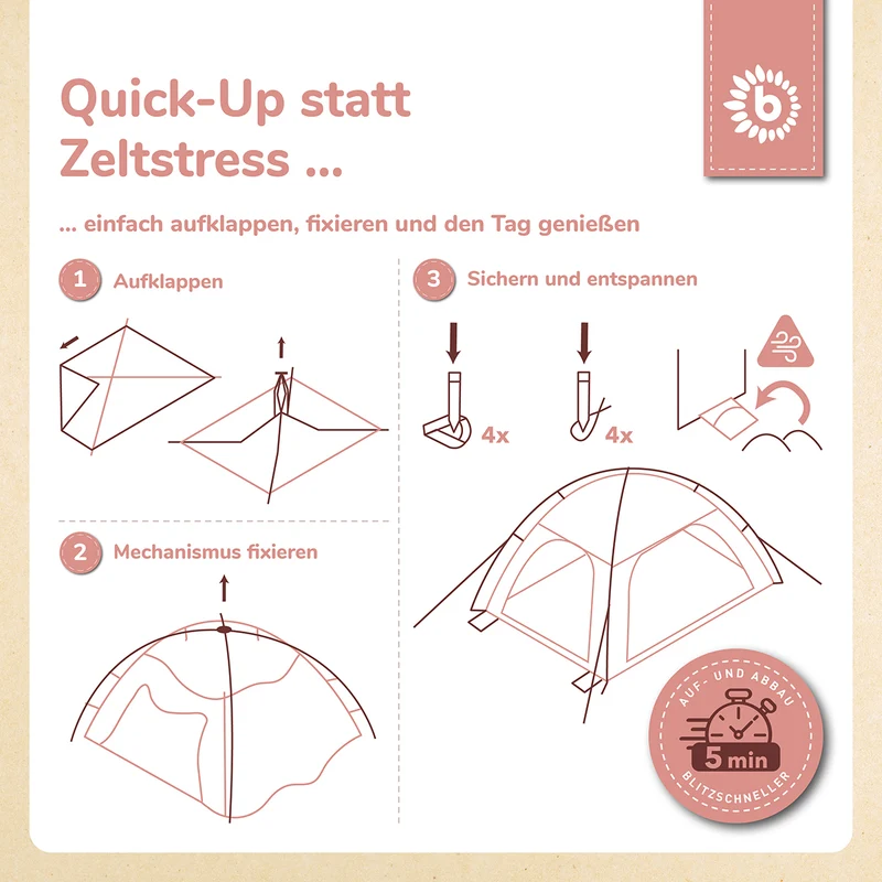 Strandzelt Dreamy Flowers – Strandmuschel mit Quick-Up System, UV-Schutz 80+ & Sichtschutz