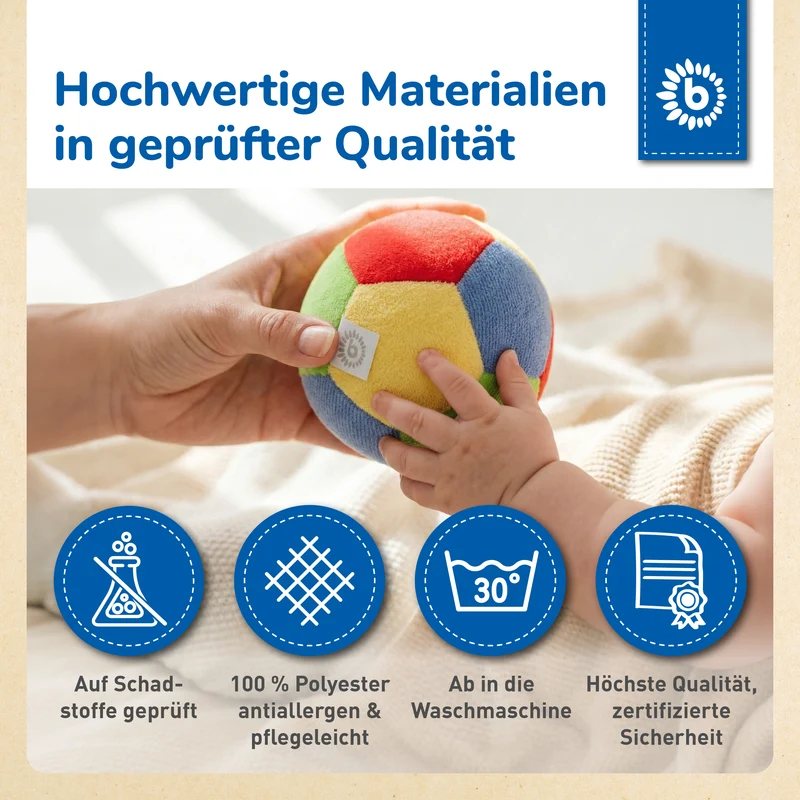Veloursball mit Rassel - 10 cm