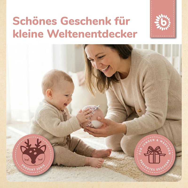 Veloursball Ella mit Rassel