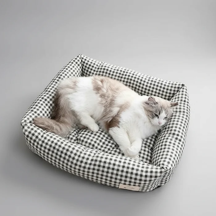 Panier Vichy Avec Coussin Réversible Pour Chien Et Chat