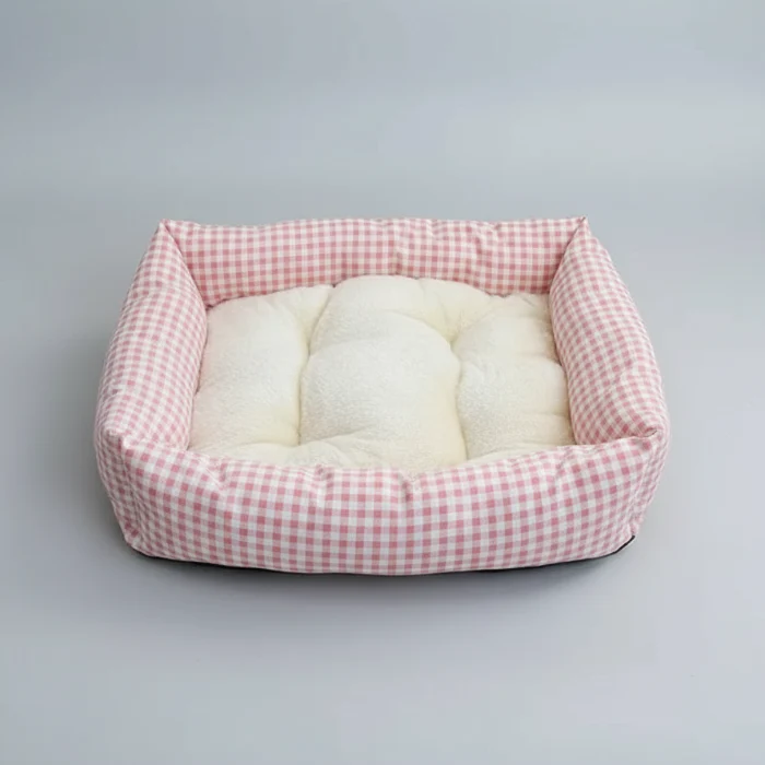 Panier Vichy Avec Coussin Réversible Pour Chien Et Chat