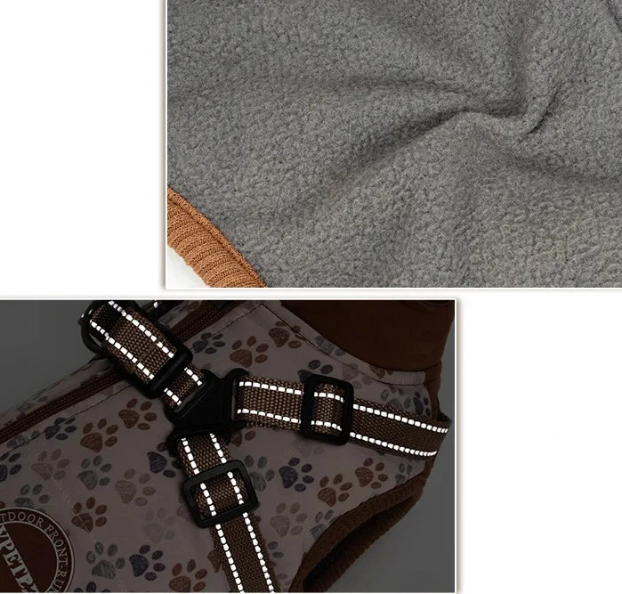 Veste Imperméable Doublée Polaire Avec Harnais Intégré Pour Chien - Les Bonnes Affaires