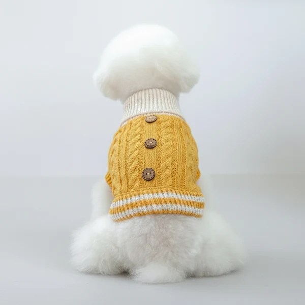 Pull Boutons Torsades Jaune Pour Chien