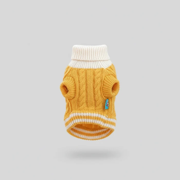Pull Boutons Torsades Jaune Pour Chien