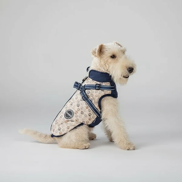 Veste Imperméable Doublée Polaire Avec Harnais Intégré Pour Chien