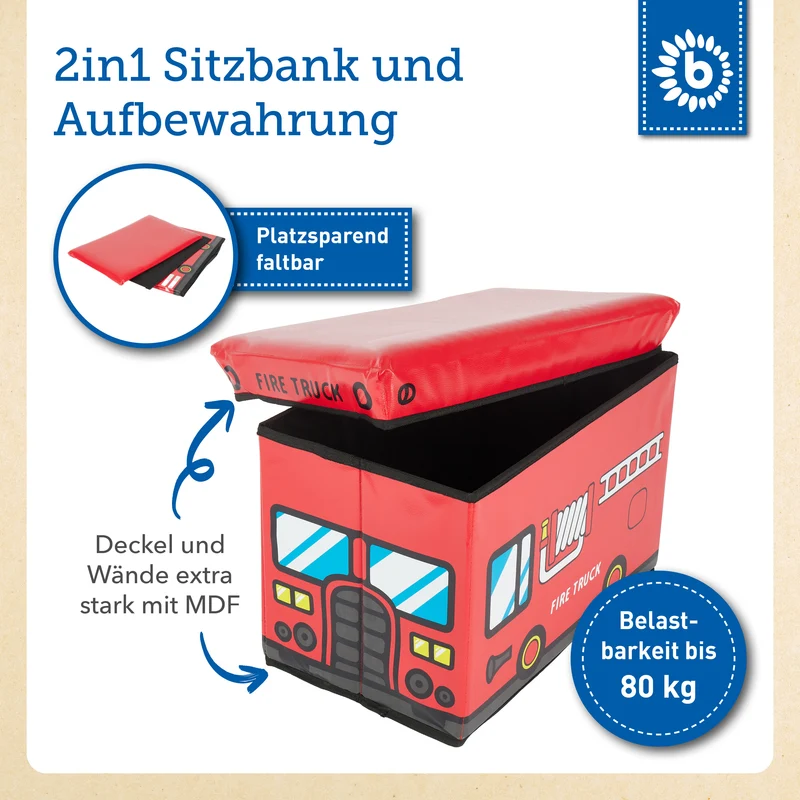 2in1 Staubox & Sitzbank Feuerwehr