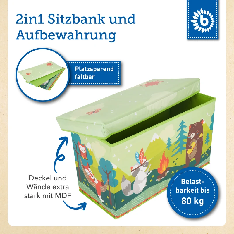 2in1 Staubox & Sitzbank Waldtiere