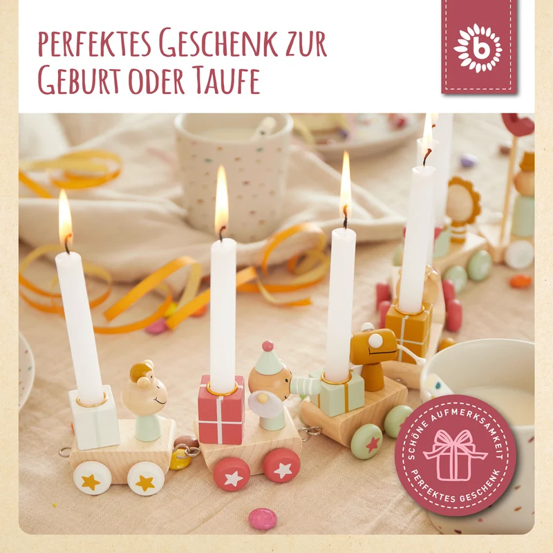 Geburtstagszug Holz Berry 0-99 mit 6 Kerzen