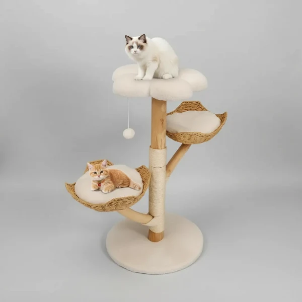 Arbre à chat griffoir en bois massif avec sisal - Oscar et Plume