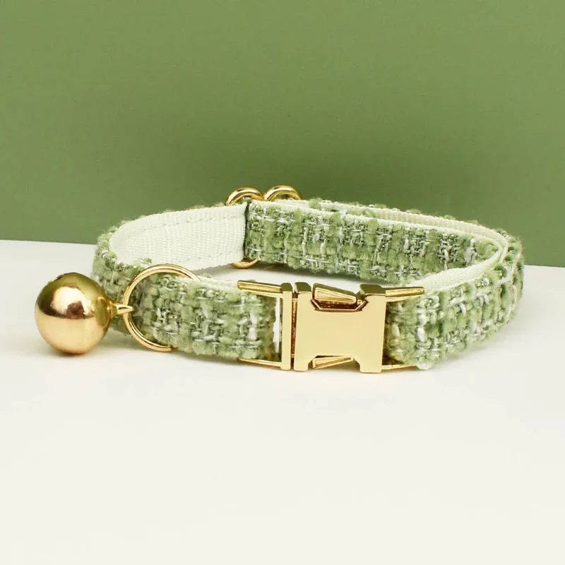 Collier Personnalisable Avec Clochette Et Laisse Pour Chat En Tweed