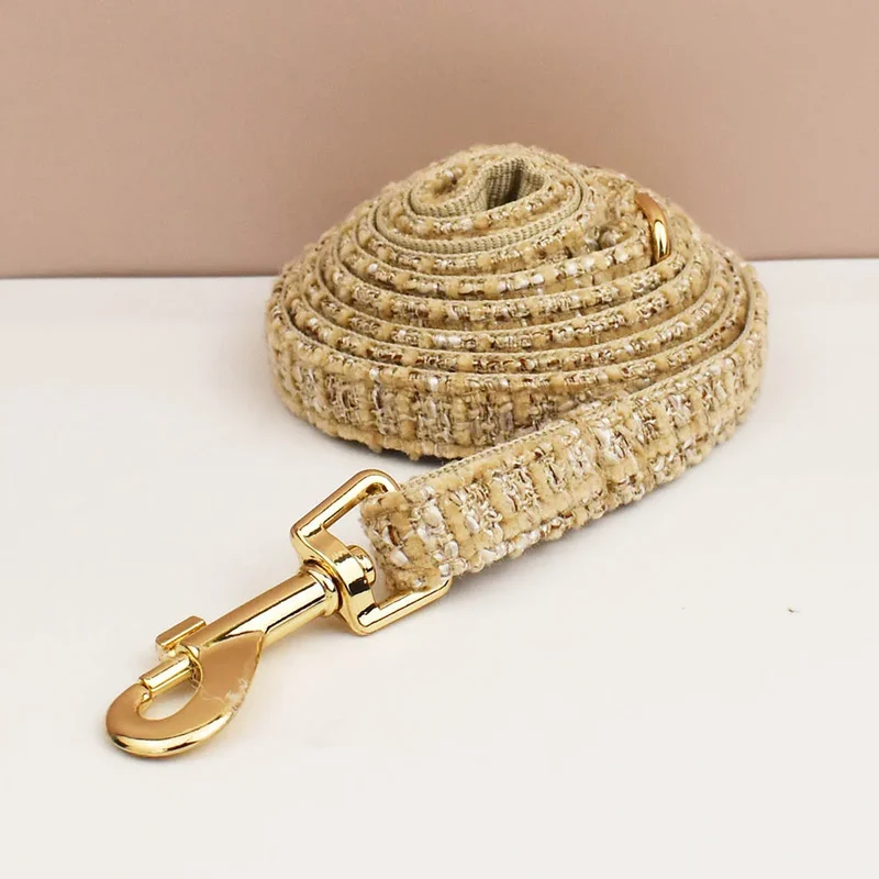 Collier Personnalisable Avec Clochette Et Laisse Pour Chat En Tweed