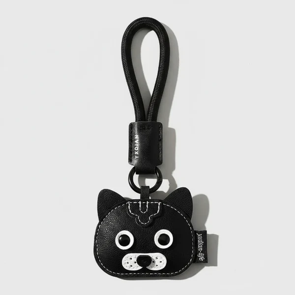 Porte-clés Chien Et Chat Design Simili Cuir
