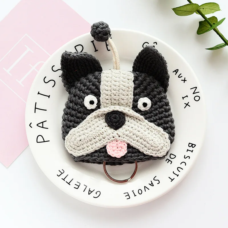 Porte-Clés En Crochet Bouledogue Design