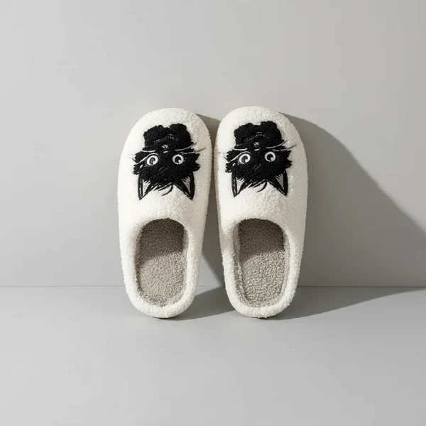 Chaussons Imprimé Chat Confortable Et Doux
