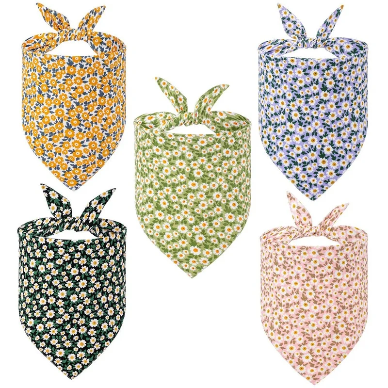 Bandana En Coton Imprimé Fleurs Pour Chien