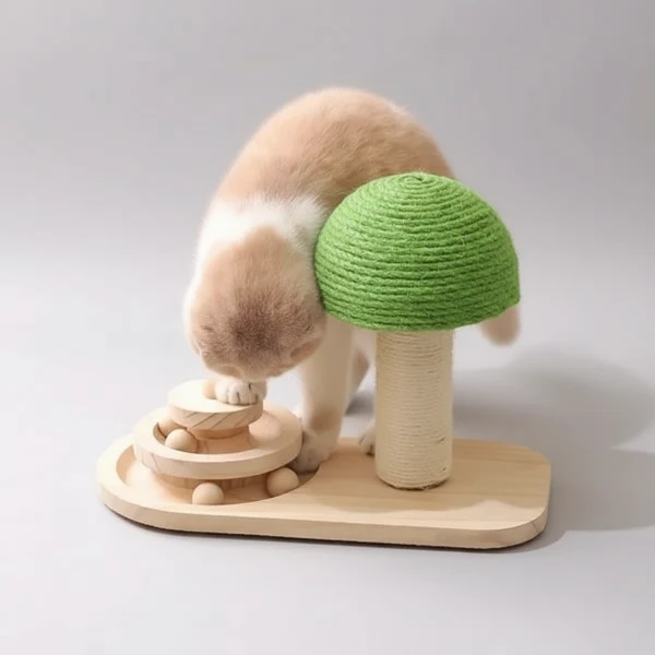 Ensemble Jouet Bois Et Sisal Pour Chat