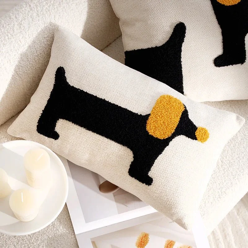 Housse De Coussin Avec Décoration Chien